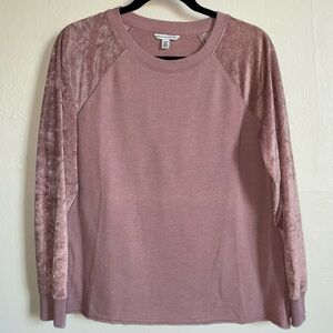 American Eagle Velour Fleece Combo Sweatshirt Top
